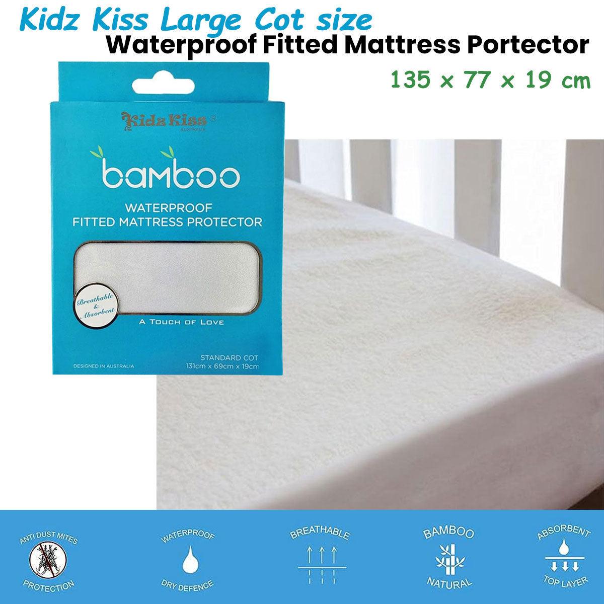 Waterproof Fitted Mattress Protector Large Cot Size 135x77x19cm - Harrogates