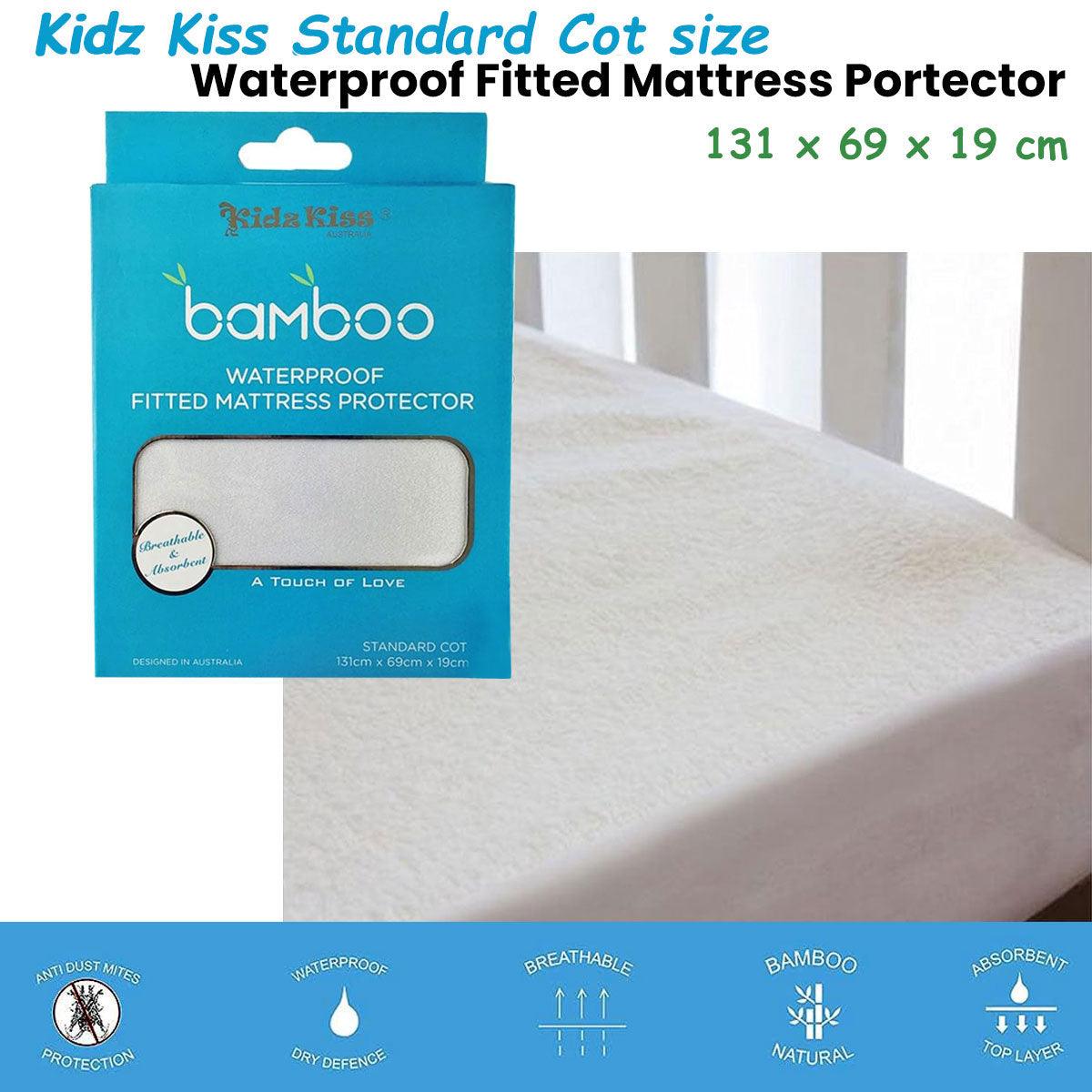 Waterproof Fitted Mattress Protector Standard Cot Size 131x69x19cm - Harrogates