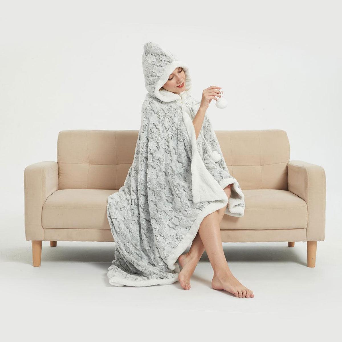 Ramesses Faux Fur Hooded Robe Grey - Harrogates