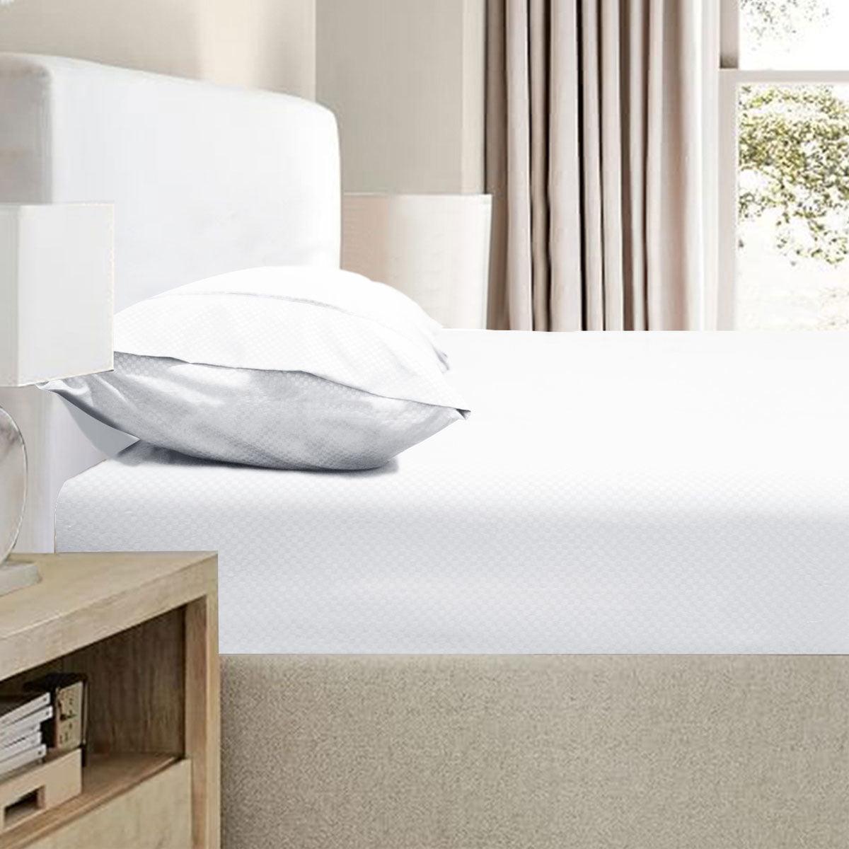 Ramesses 2000TC Bamboo Embossed Fitted Sheet Combo Set White Queen - Harrogates