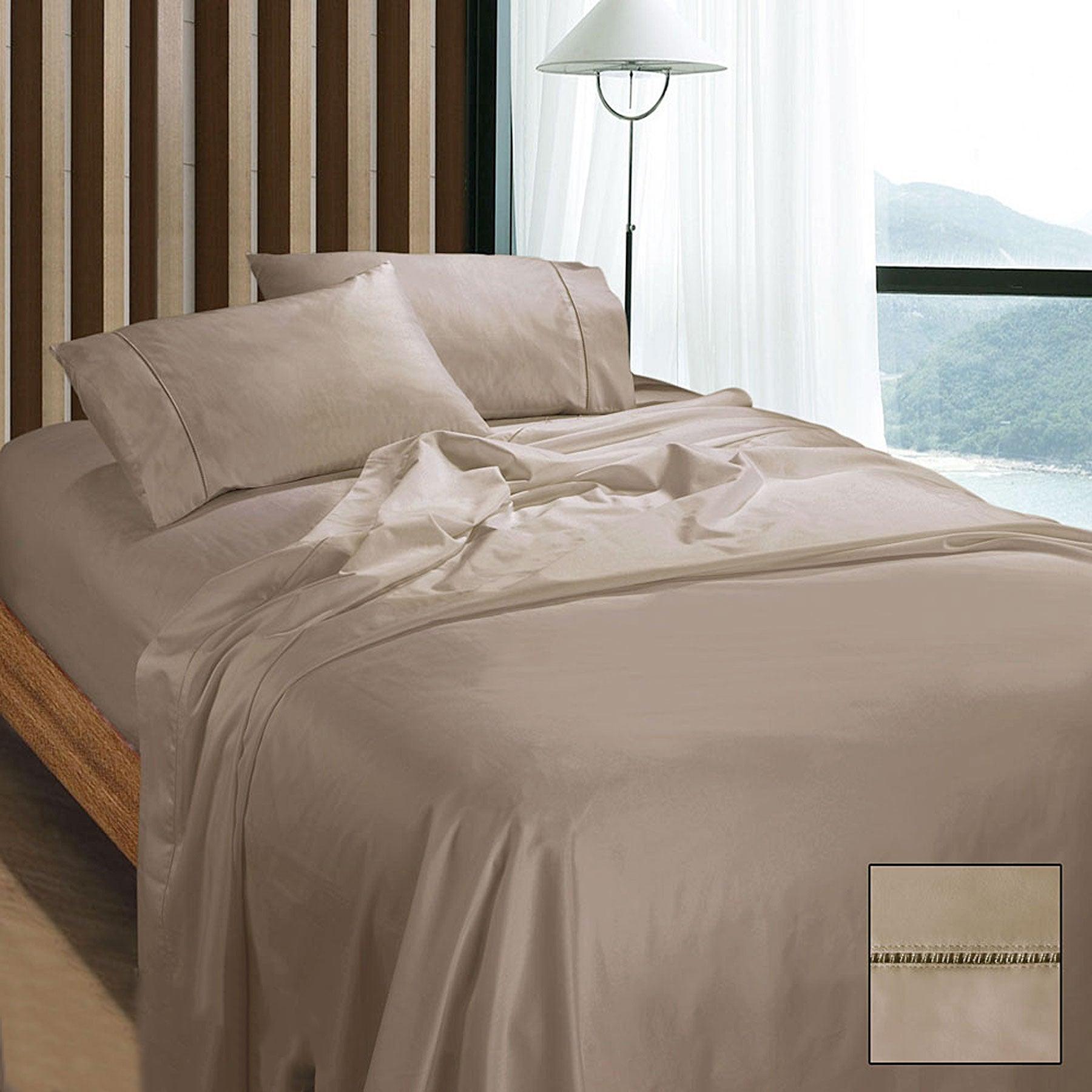 Ramesses 1100TC Egyptian Cotton Sateen Sheet Set Doeskin Queen - Harrogates