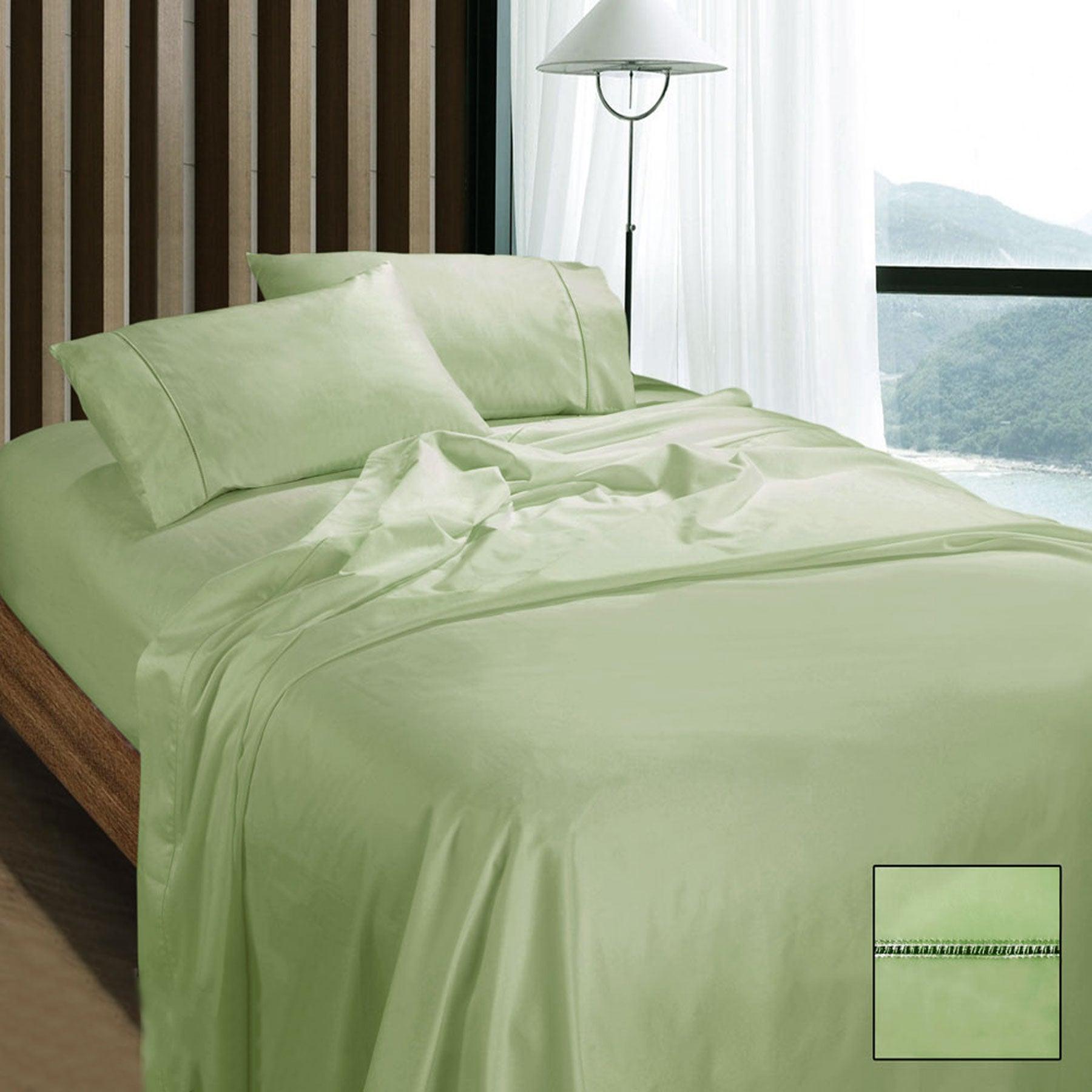 Ramesses 1100TC Egyptian Cotton Sateen Sheet Set Mint Queen - Harrogates