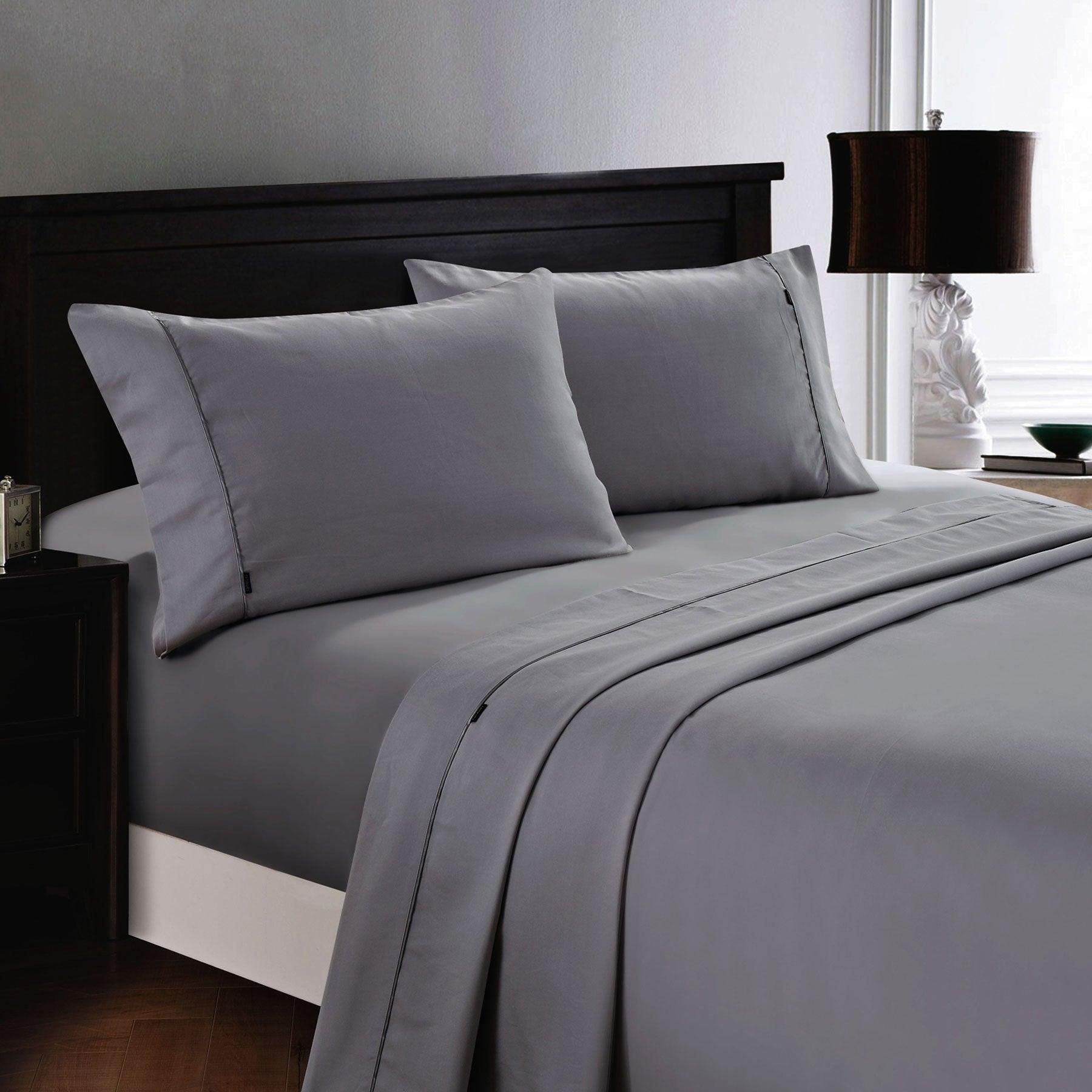 Deluxe Linen 1200TC Cotton Rich Sheet Set Charcoal King Single - Harrogates