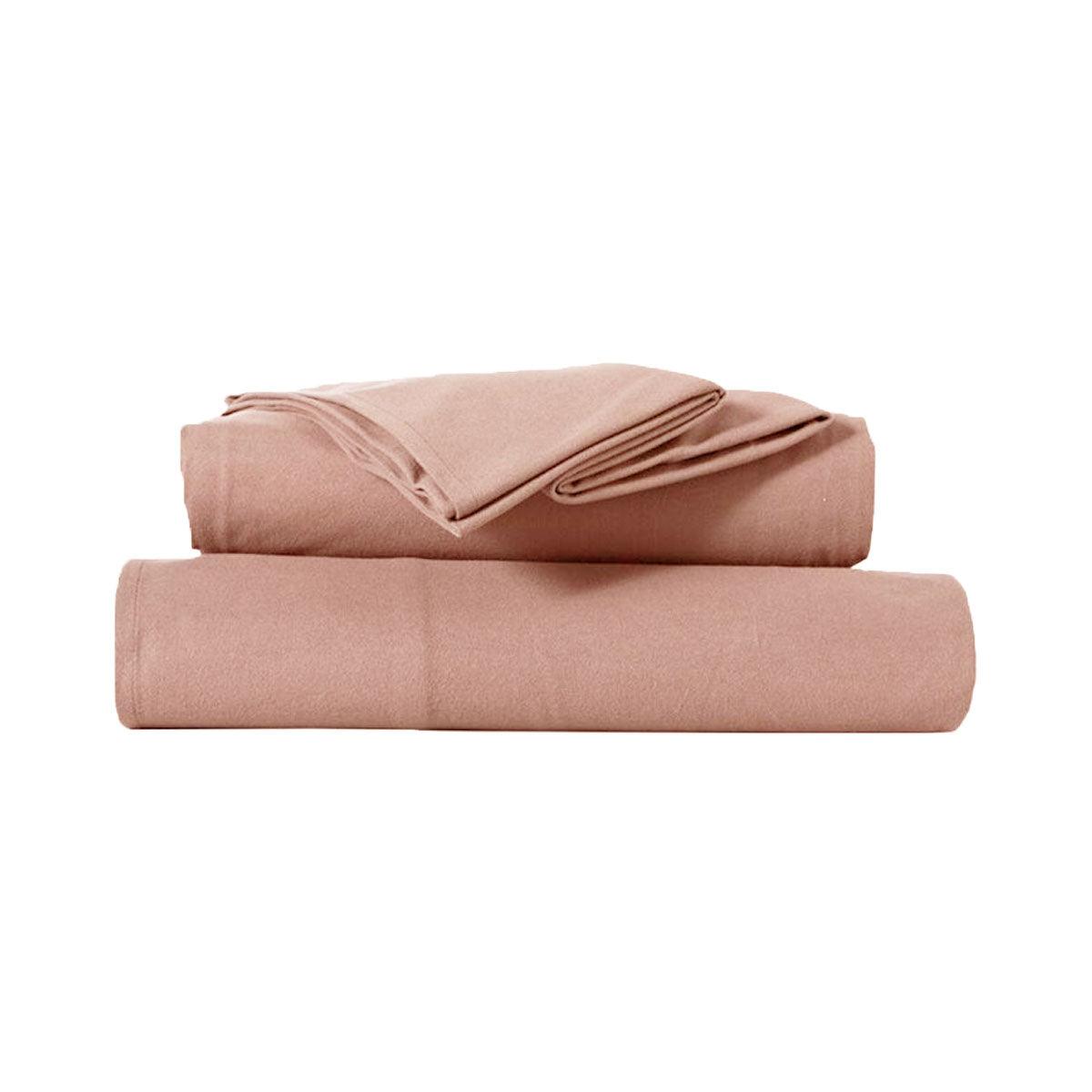 Kingtex Ultra-Soft Micro Flannel Sheet Set 40 cm Wall Rose Pink Queen - Harrogates