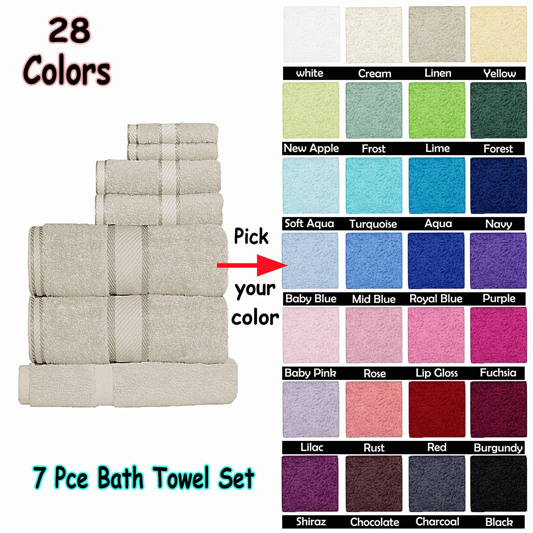 Kingtex 550gsm Cotton 7 Pce Towel Set Baby Blue - Harrogates