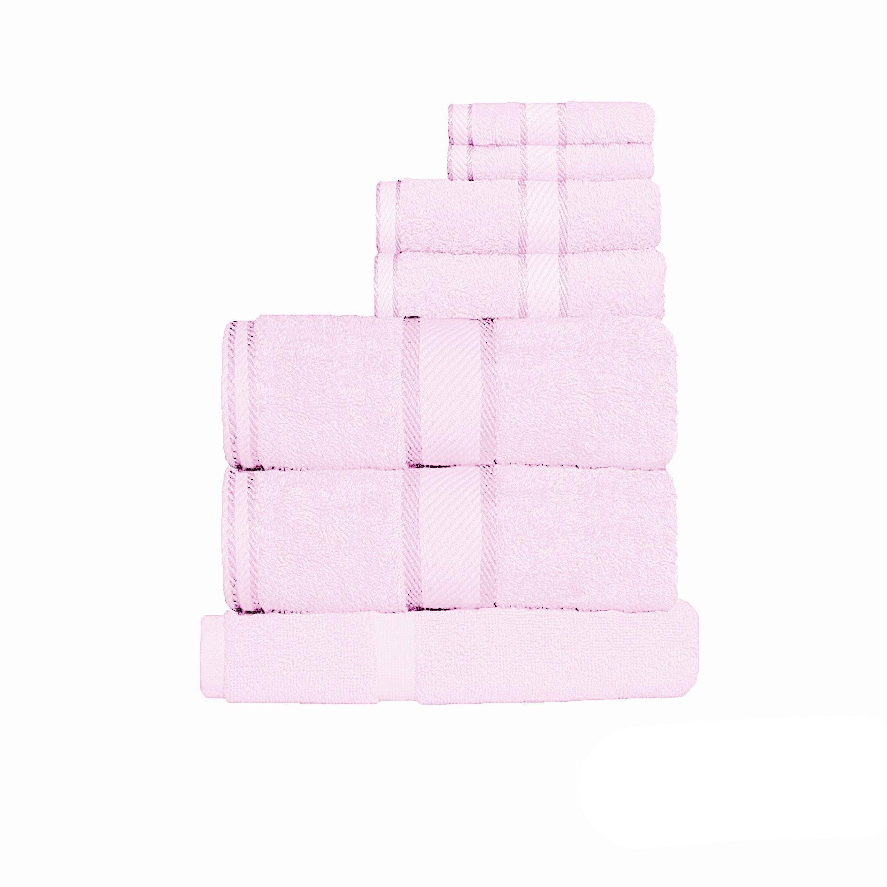 Kingtex 550gsm Cotton 7 Pce Towel Set Baby Pink - Harrogates
