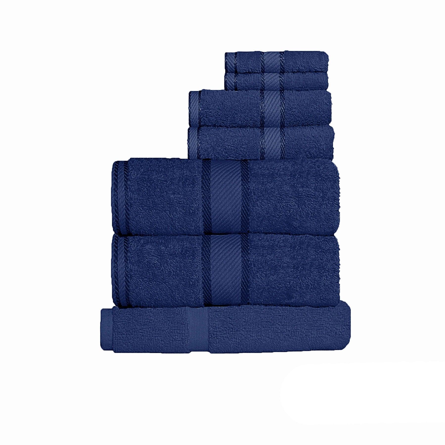 Kingtex 550gsm Cotton 7 Pce Towel Set Navy - Harrogates