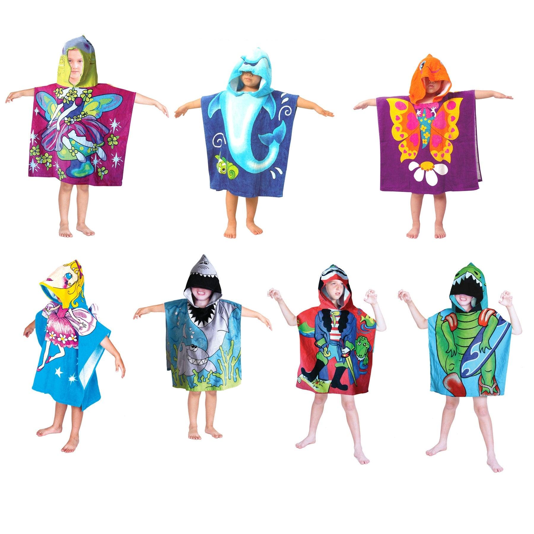 Cute Kids Cotton Hooded Towel Poncho 60 x 120 cm Dolphin - Harrogates