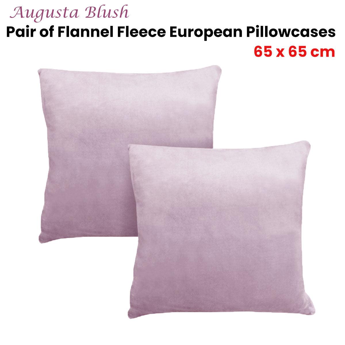 Alastairs Augusta Blush Pair of Flannel Fleece European Pillowcases - Harrogates