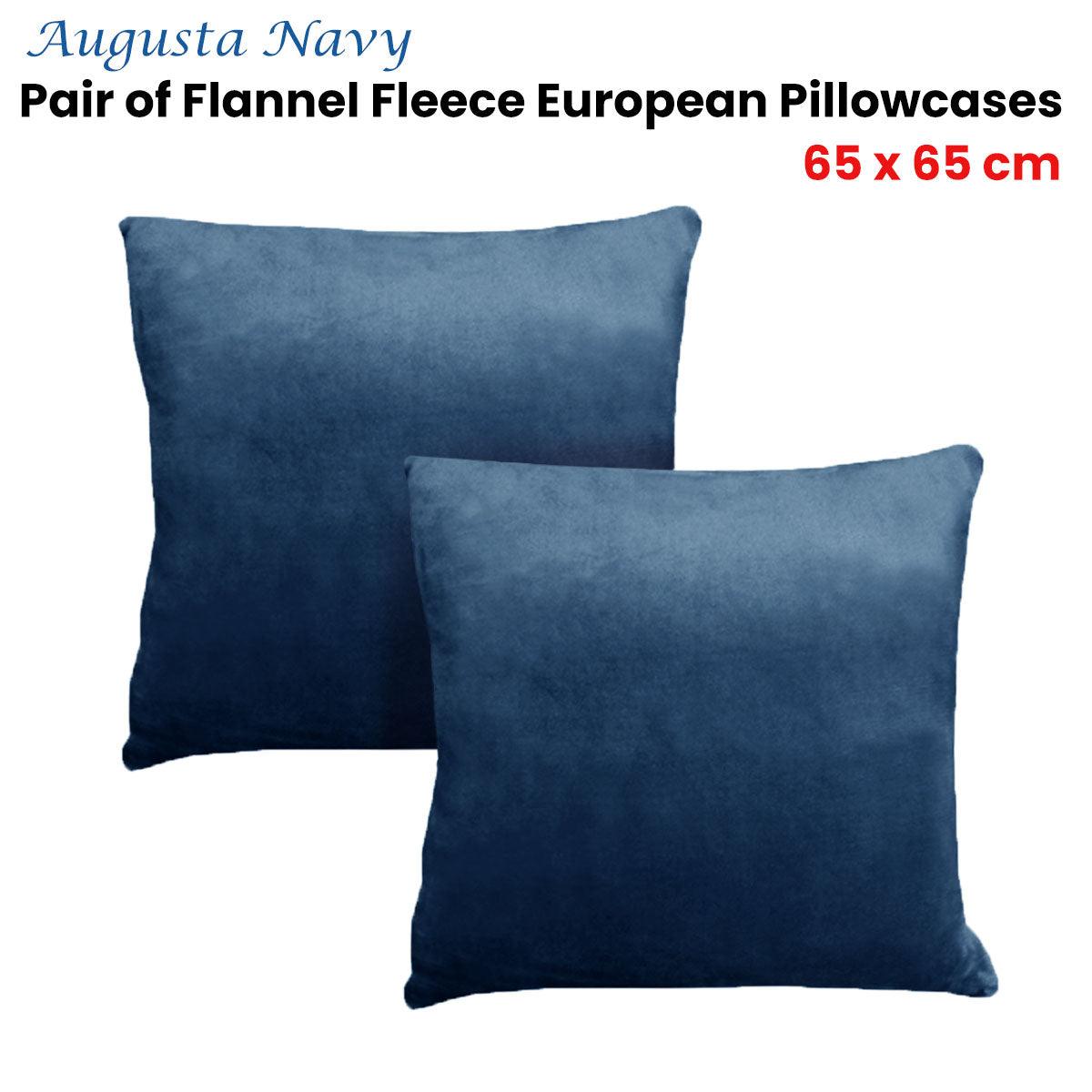 Alastairs Augusta Navy Pair of Flannel Fleece European Pillowcases - Harrogates