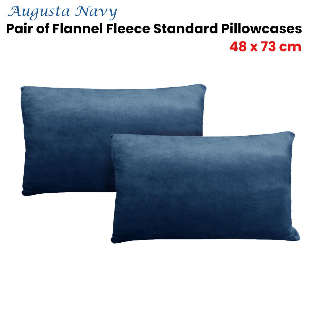 Alastairs Augusta Navy Pair of Flannel Fleece Standard Pillowcases - Harrogates