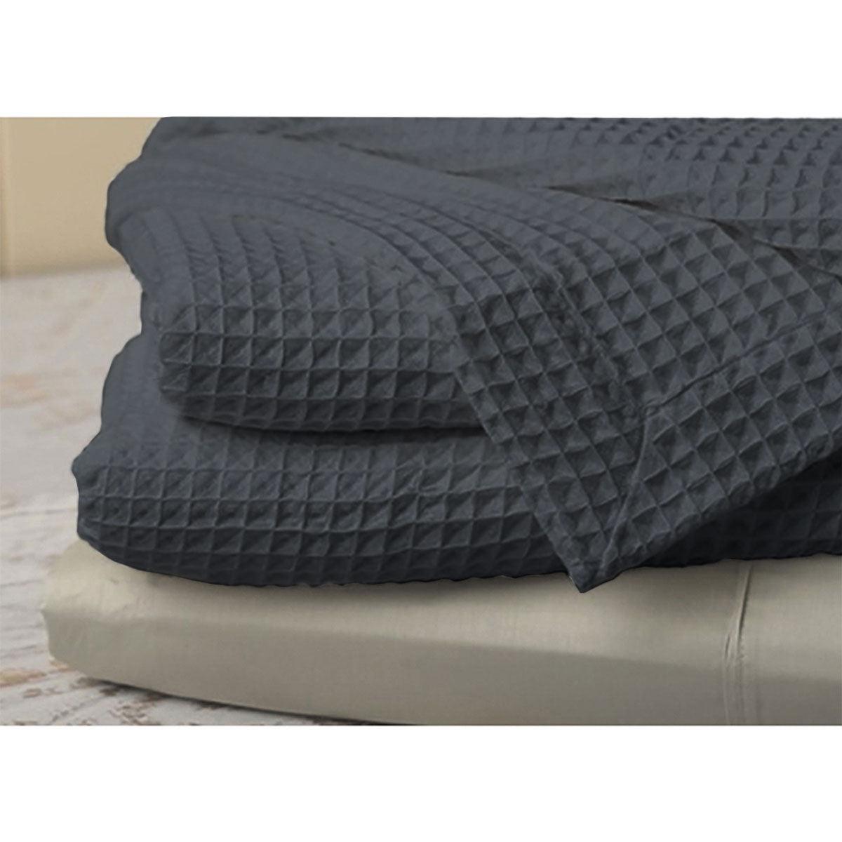 Jenny Mclean Ardent Premium Super Soft Cotton Waffle Blanket Charcoal Queen - Harrogates