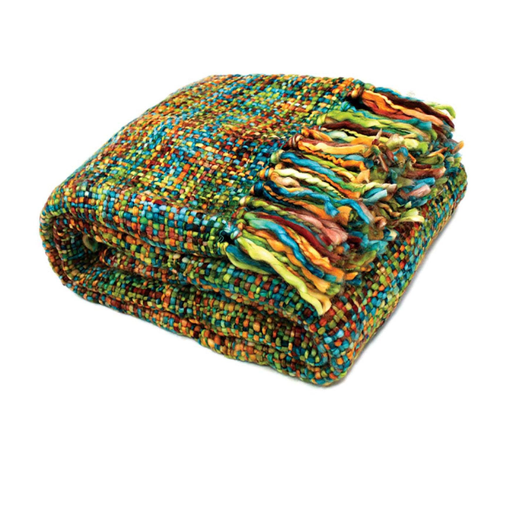 Rans Oslo Knitted Weave Throw 127x152cm - Peacock - Harrogates