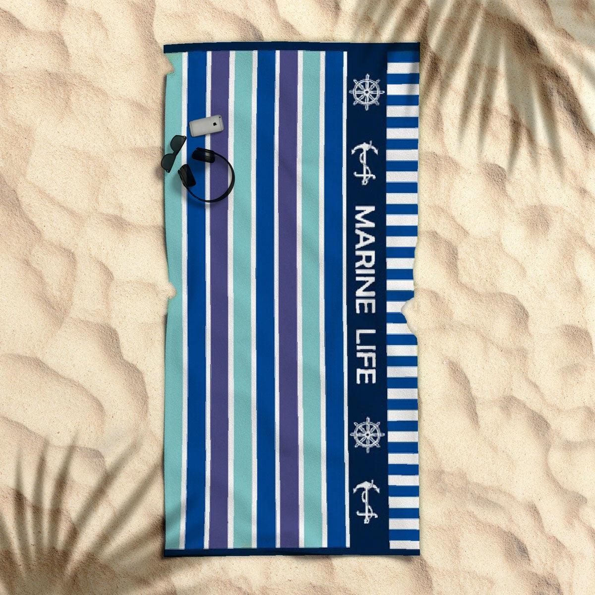Rans Premium Cotton Jacquard Beach Towel Marine Life Blue - Harrogates
