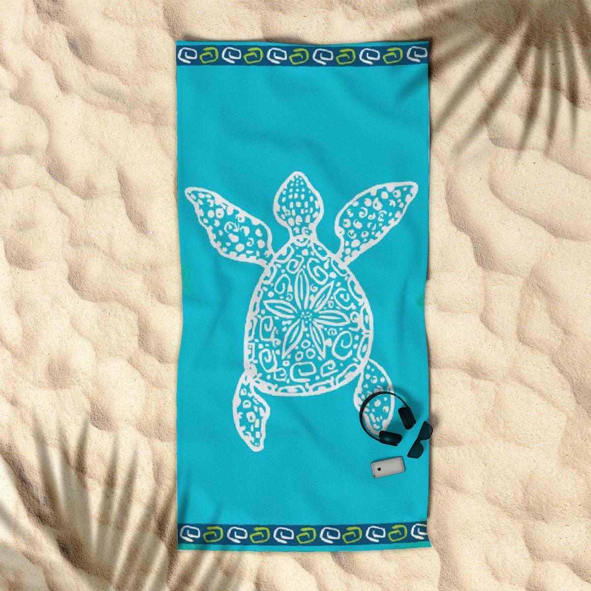 Rans Premium Cotton Jacquard Beach Towel Turtle - Harrogates