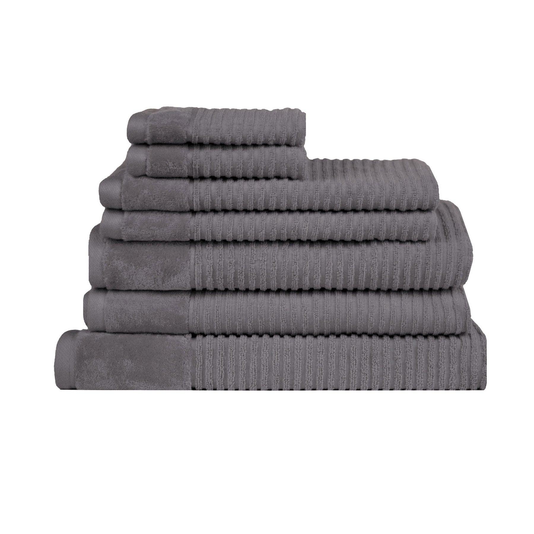 Royal Excellency 7 Piece Cotton Bath Towel Set - Charcoal - Harrogates