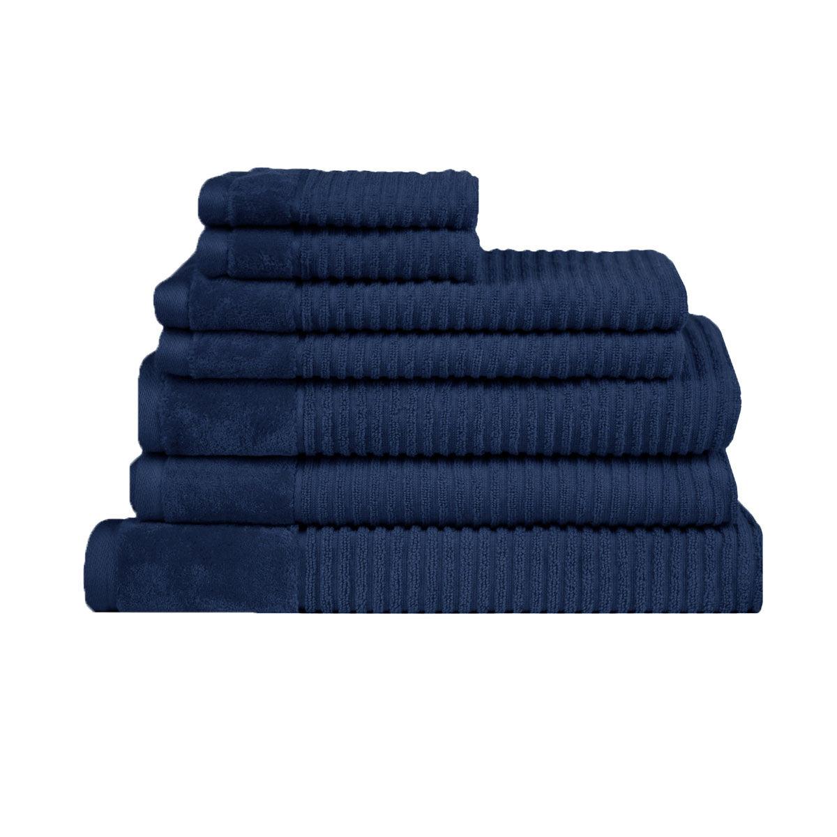 Royal Excellency 7 Piece Cotton Bath Towel Set - Navy - Harrogates