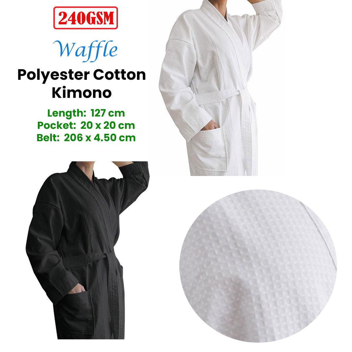 Jason 240GSM Waffle Polyester Cotton Kimono Ebony - Harrogates