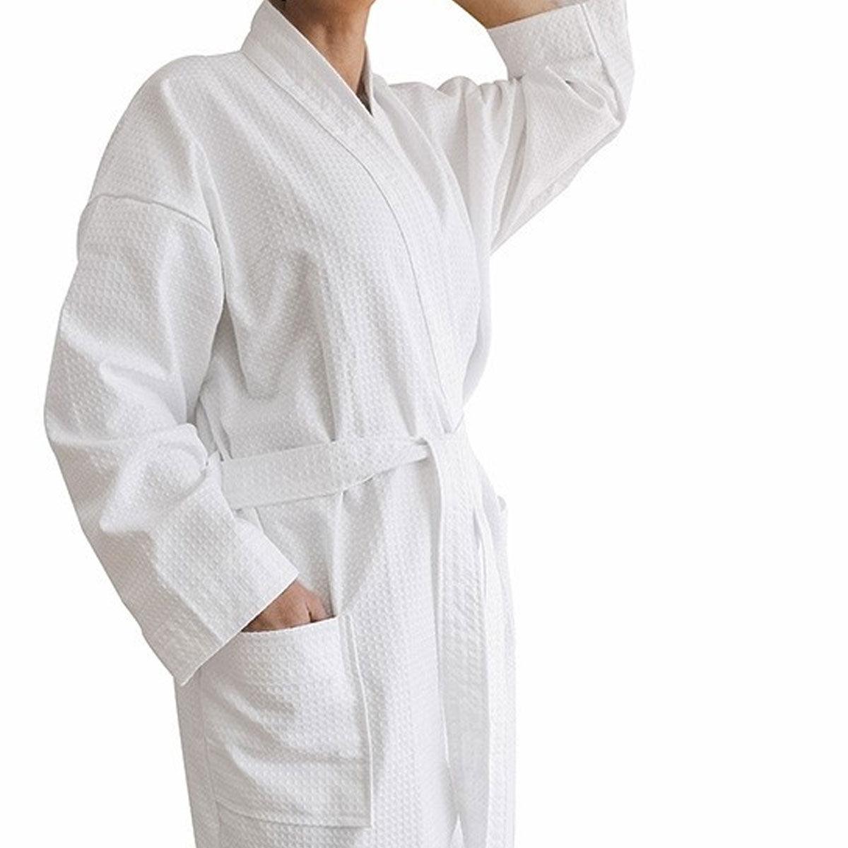 Jason 240GSM Waffle Polyester Cotton Kimono White - Harrogates