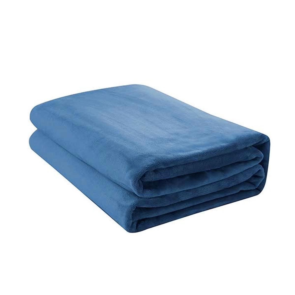Jason 400GSM Super Soft Micro Fleece Blanket Denim Double - Harrogates