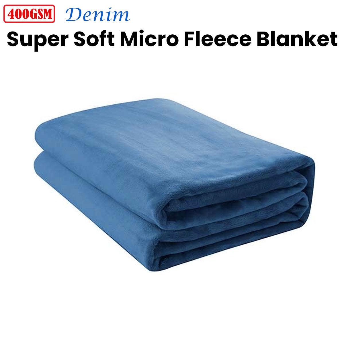 Jason 400GSM Super Soft Micro Fleece Blanket Denim Double - Harrogates