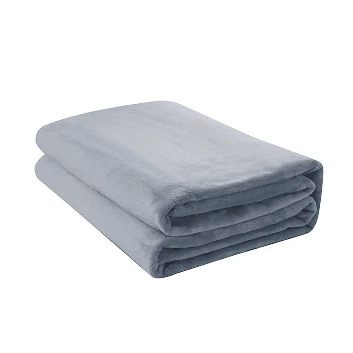 Jason 400GSM Super Soft Micro Fleece Blanket Silver Double - Harrogates