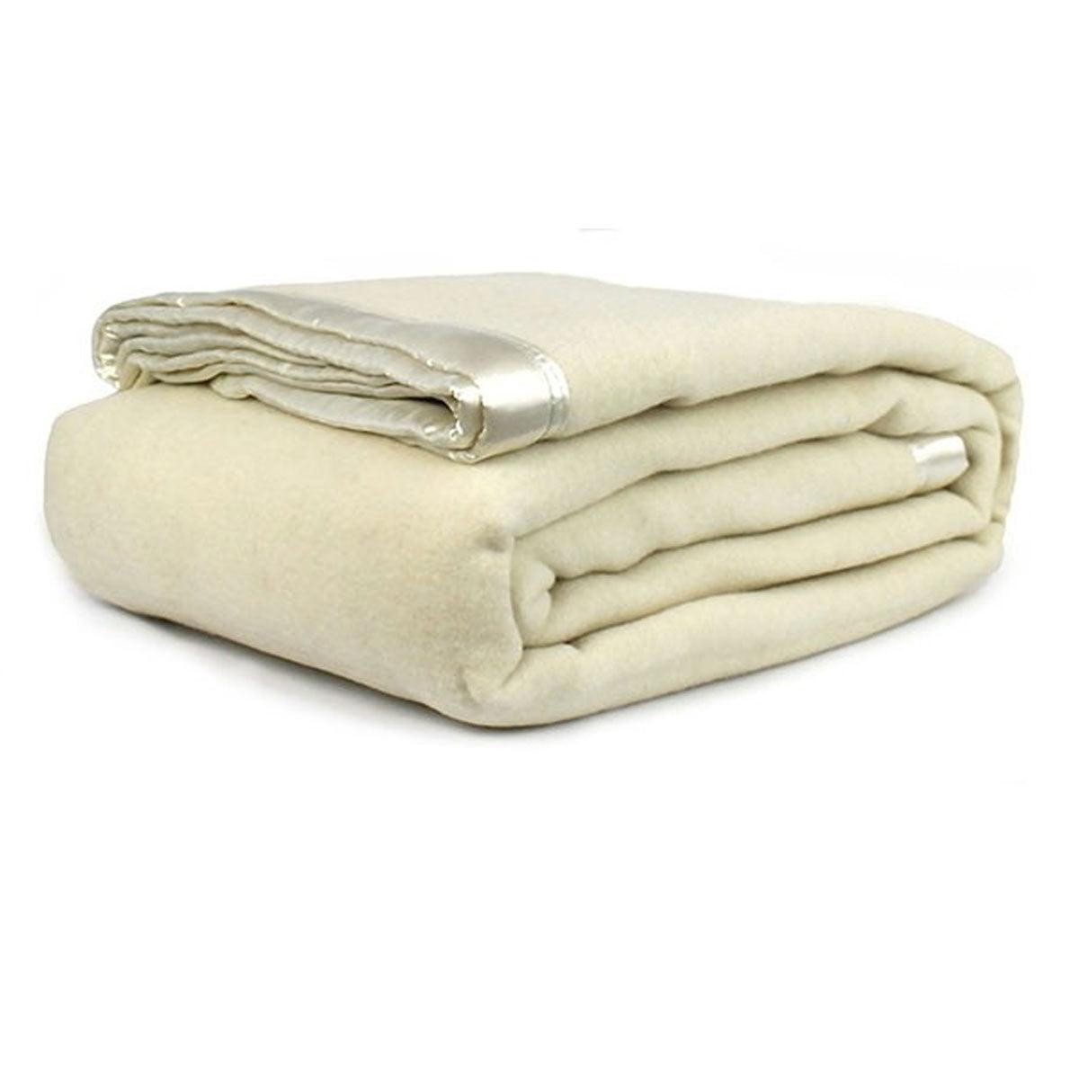 Jason 400GSM Australian Washable Wool Blanket Ivory Single/Double - Harrogates