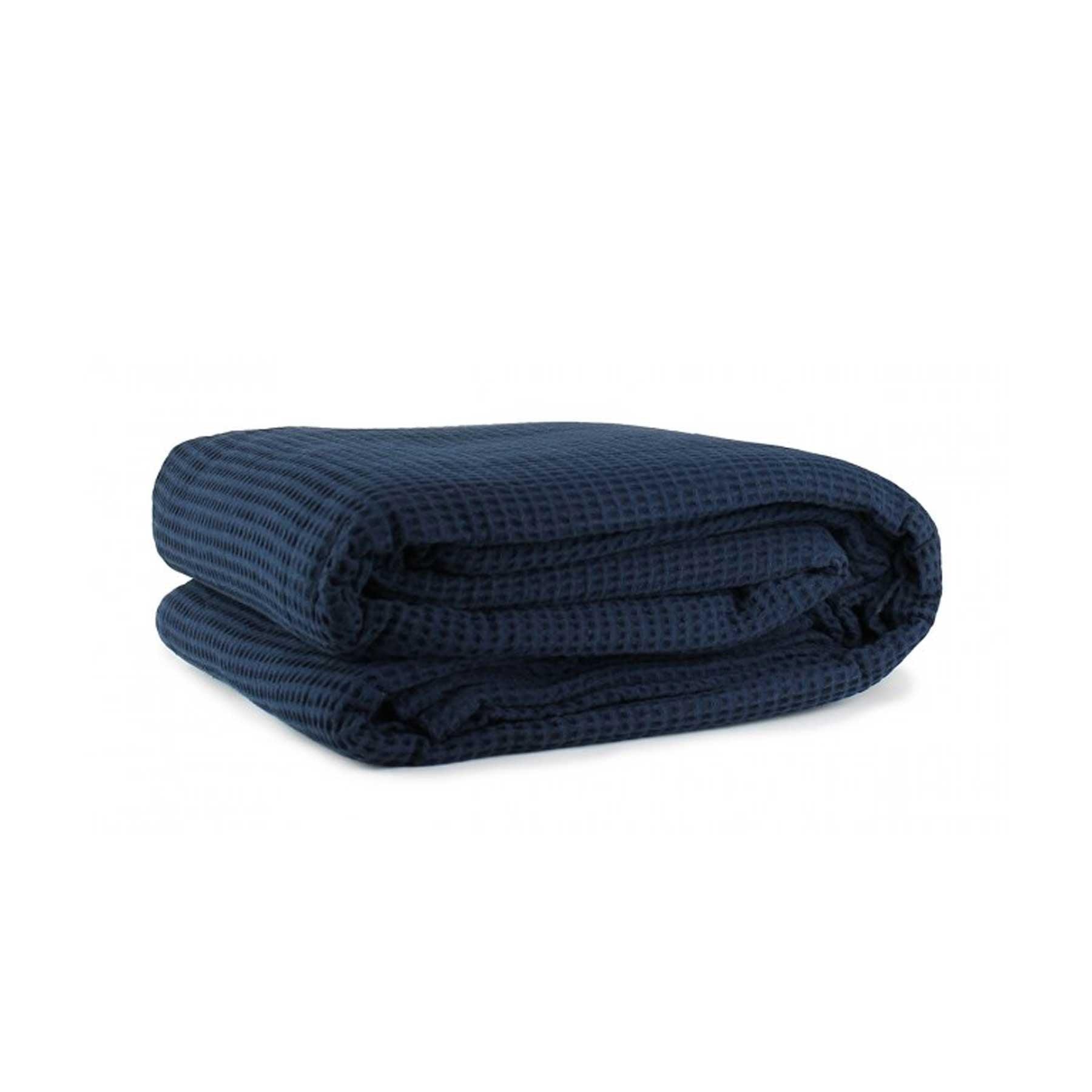 Jason Cotton Waffle Blanket Navy - King - Harrogates