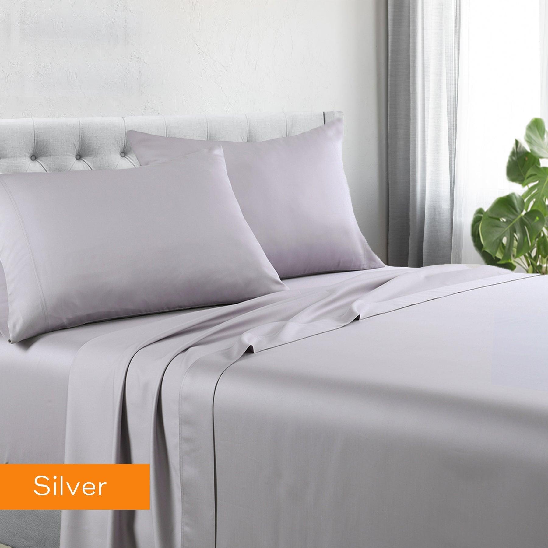 1200tc hotel quality cotton rich sheet set double silver - Harrogates