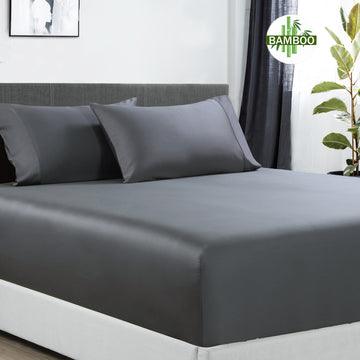 400 thread count bamboo cotton 1 fitted sheet with 2 pillowcases mega king charcoal - Harrogates