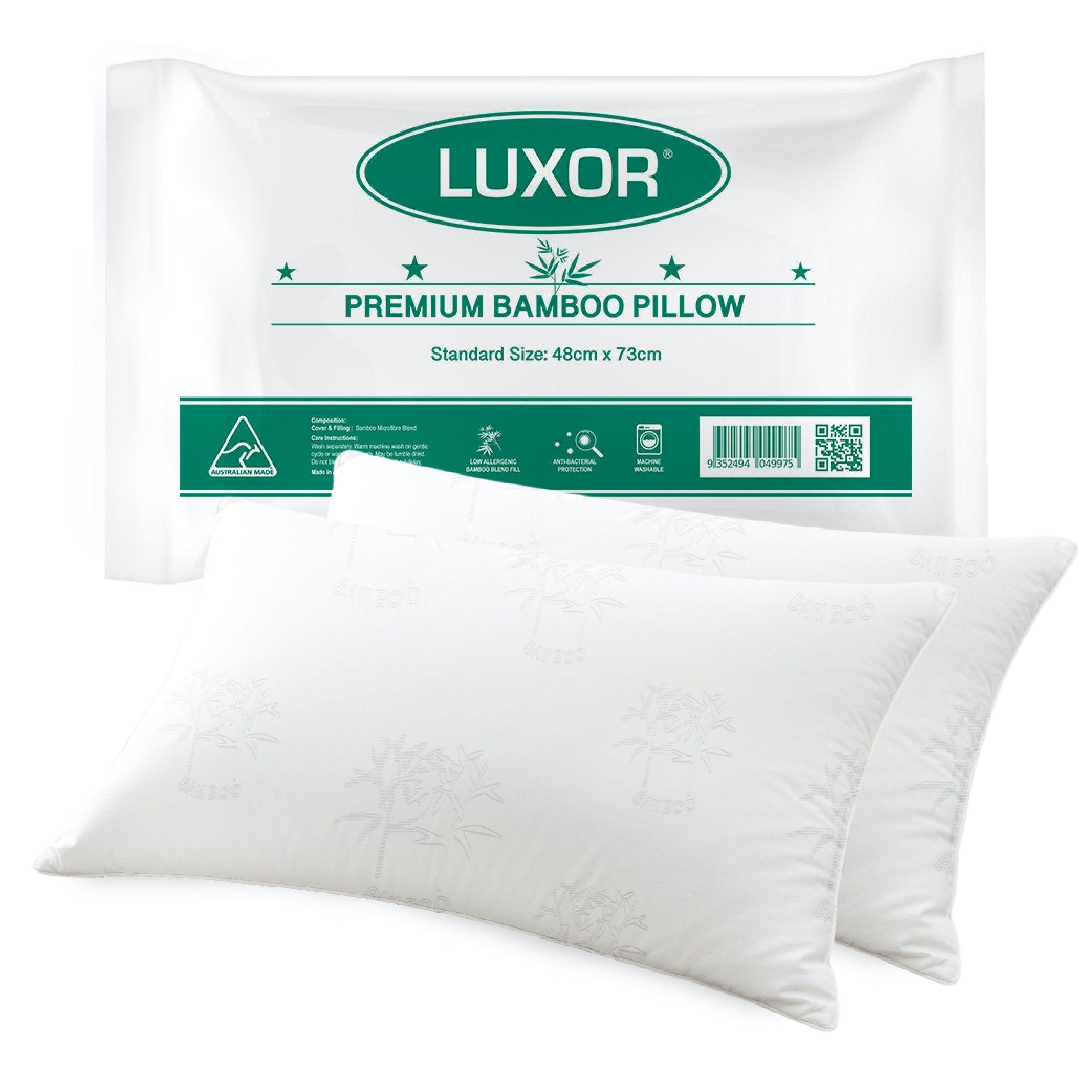 Luxor Australian Made Bamboo Cooling Pillow Standard Size Twin Pack - Harrogates