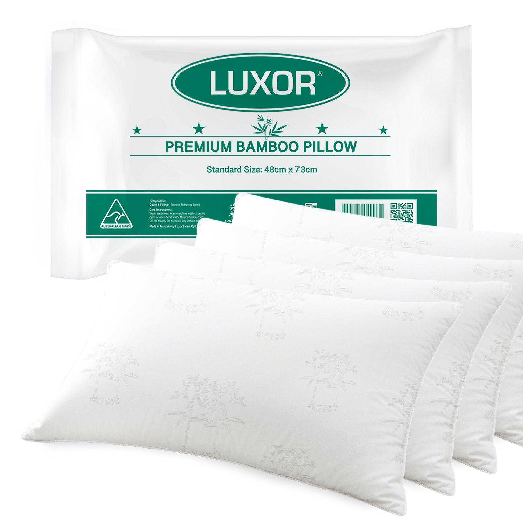 Luxor Australian Made Bamboo Cooling Pillow Standard Size Four Pack - Harrogates