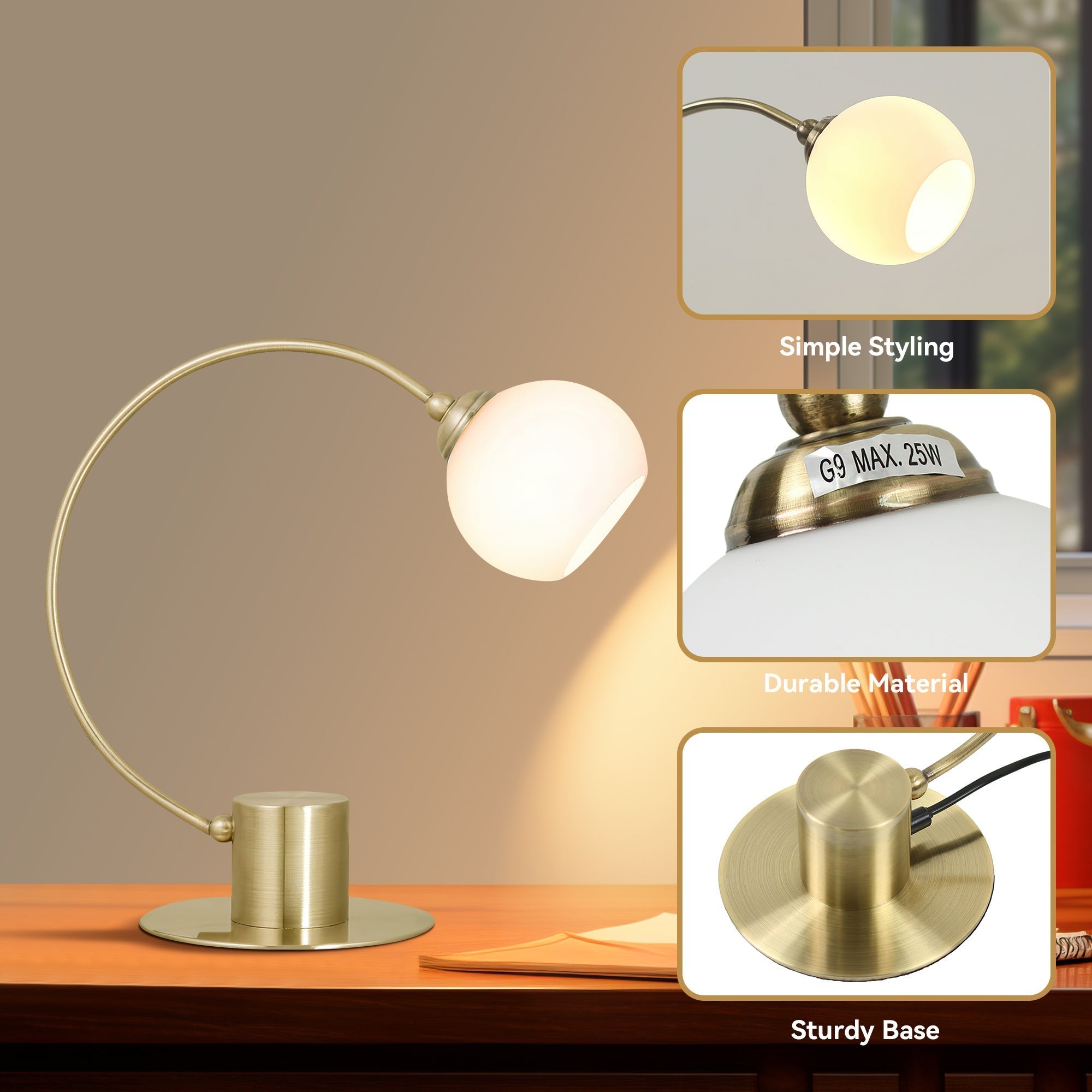 Penelope Touch Table Lamp - Antique Brass
