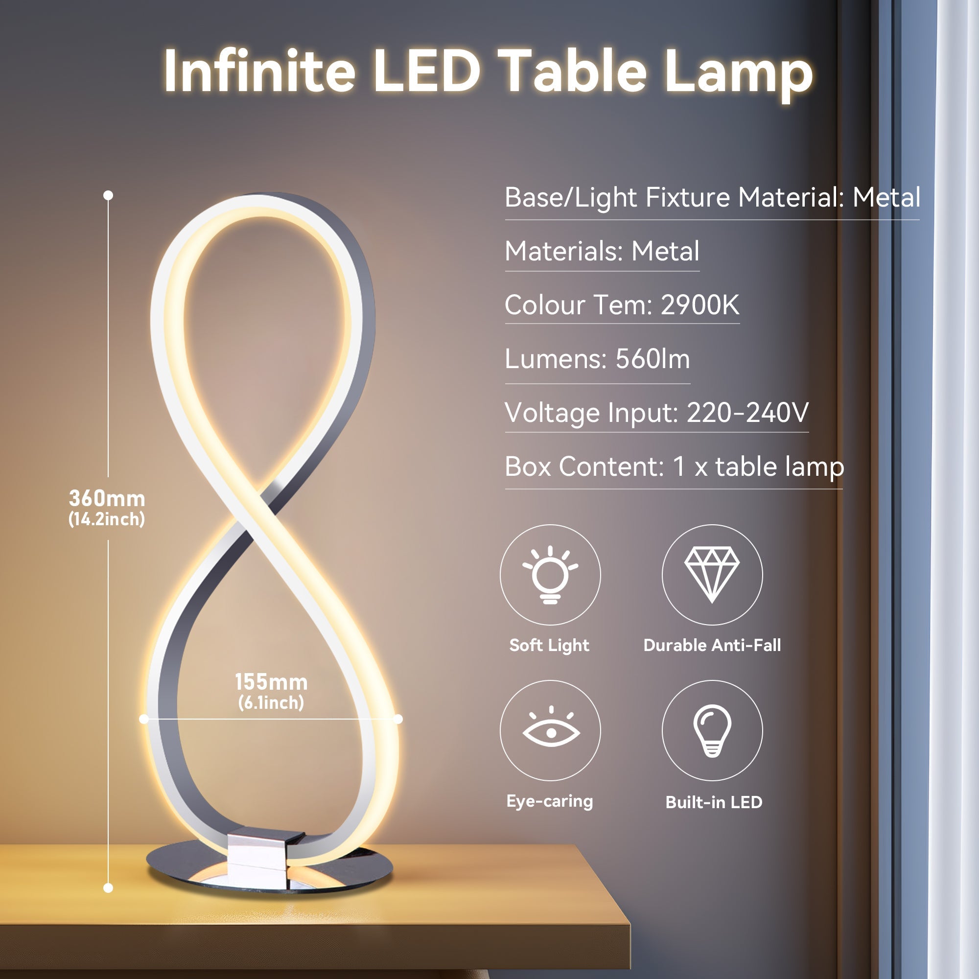 Infinite LED Table Lamp - Chrome