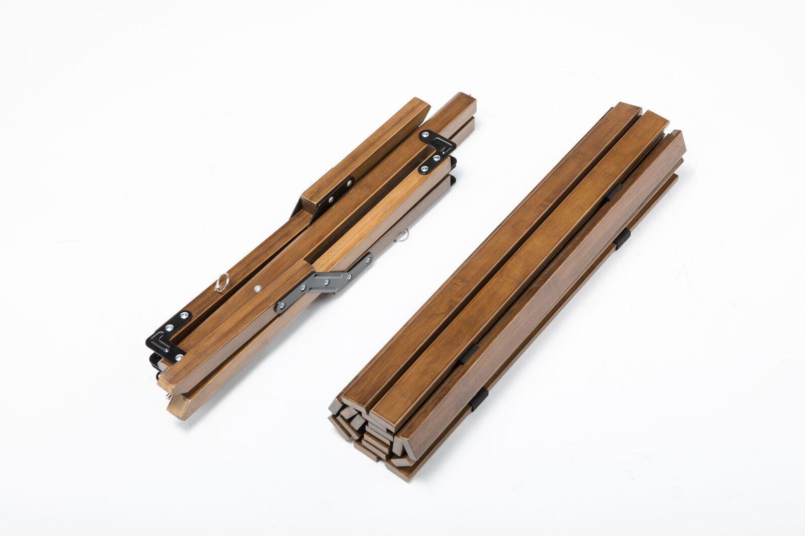 Bamboo Foldable Camping Table + 2 Chairs Waterproof Wood Wooden Travel Set Kit - Harrogates