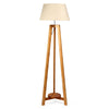 155cm Large Bamboo Wooden Tripod Floor Lamp w Beige Linen Light Shade - Harrogates