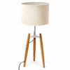 73cm Bamboo Tripod Table Lamp Light Modern Vintage w Beige Linen Shade - Harrogates