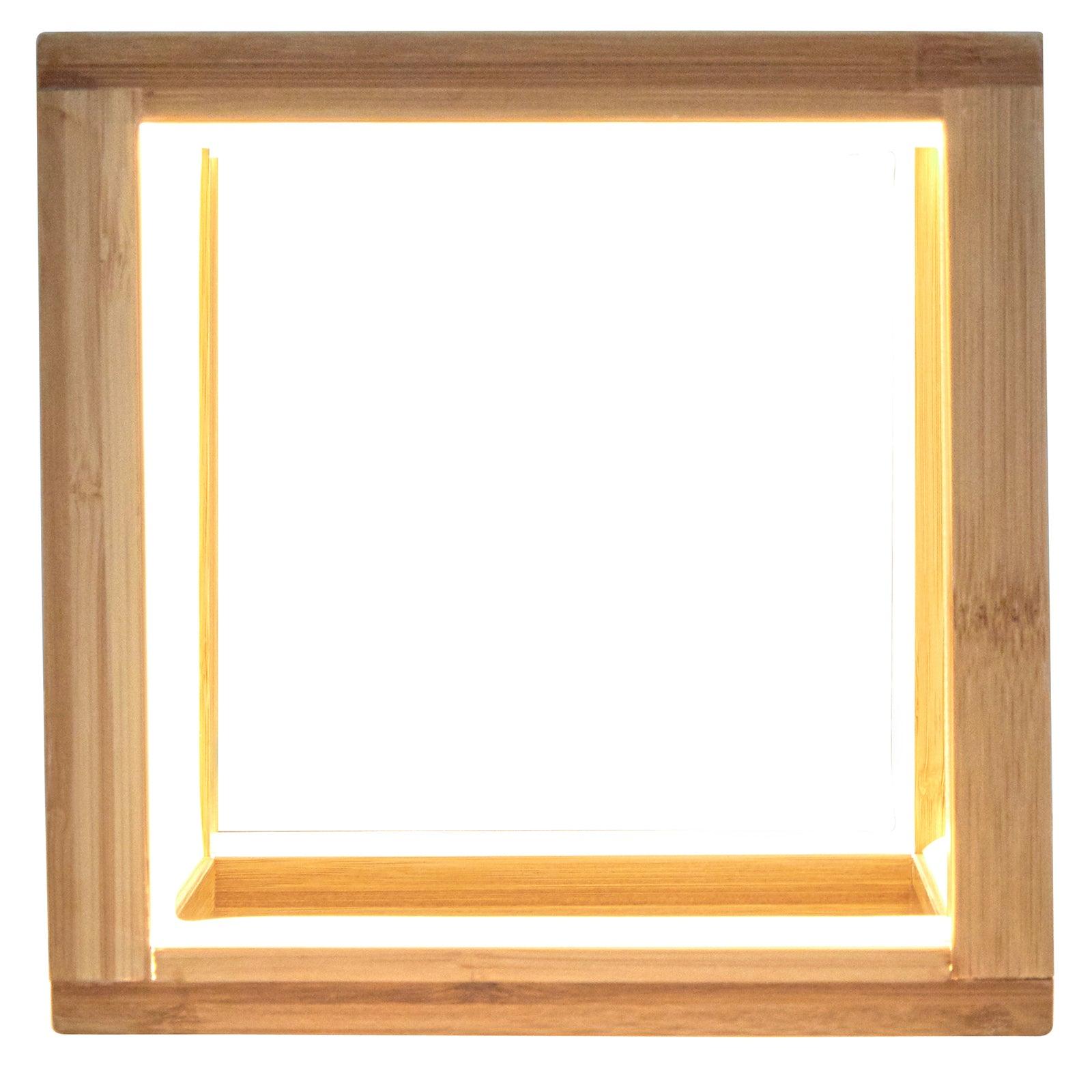 Bamboo Cube LED Lamp Modern Light Minimalistic Scandi - Natural - Harrogates