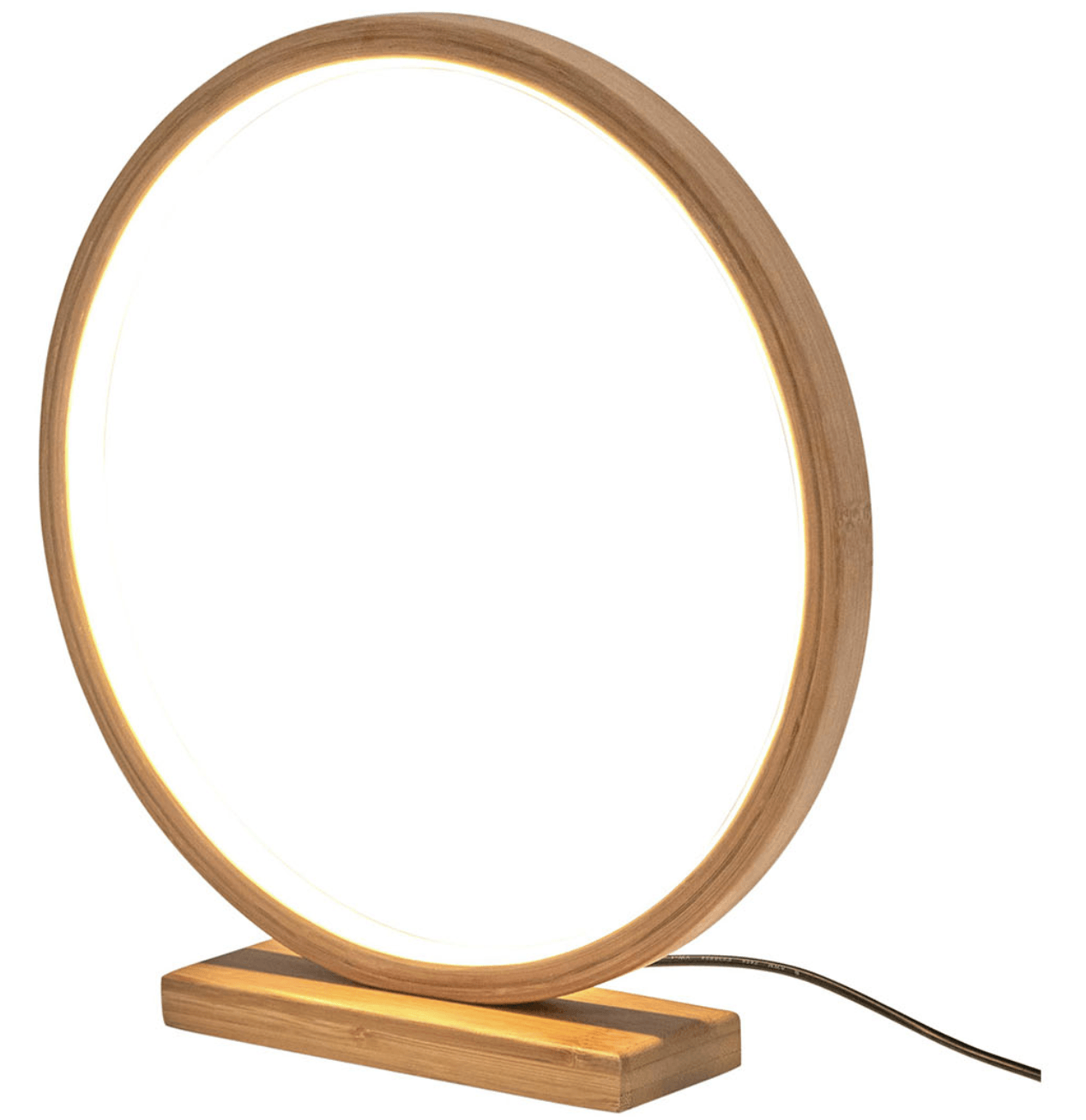 Bamboo Single Ring LED Lamp Light Modern Scandi Minimalistic - Natural - Harrogates