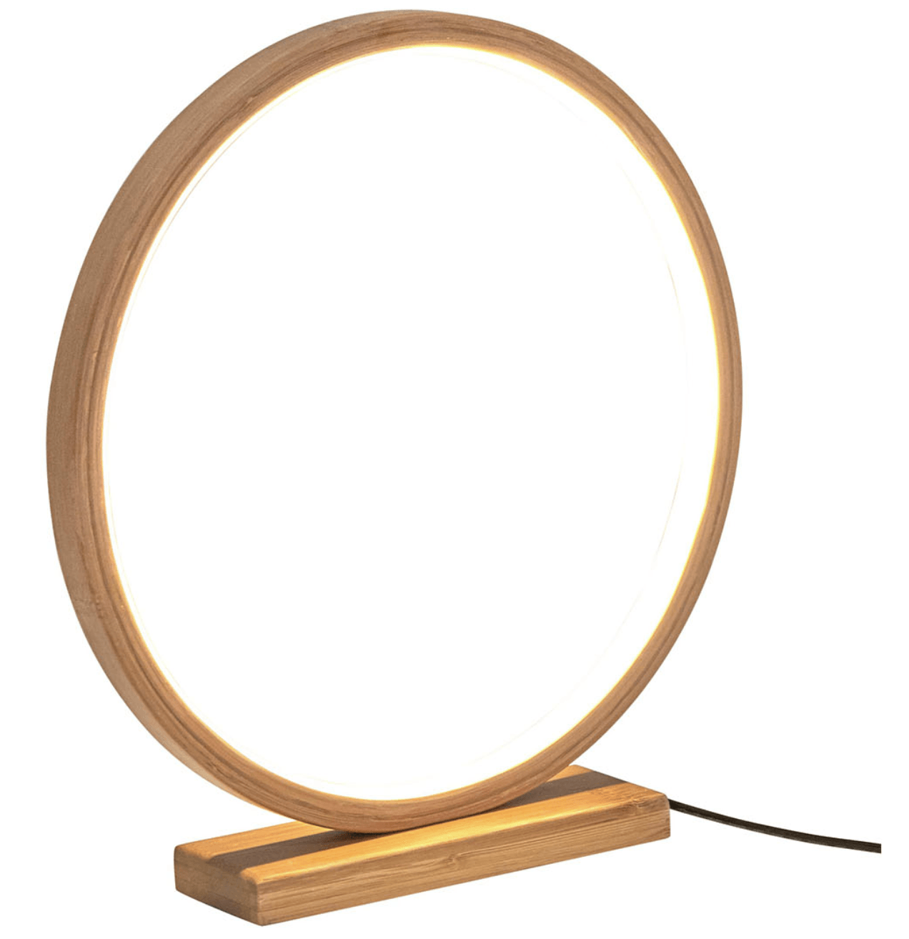 Bamboo Single Ring LED Lamp Light Modern Scandi Minimalistic - Natural - Harrogates