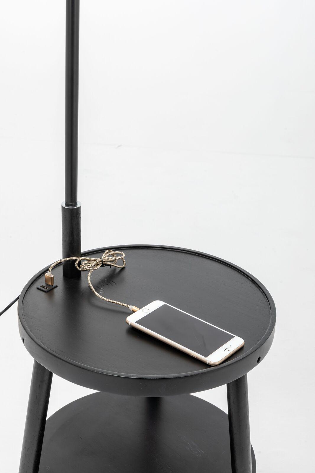 Naples Tripod Floor Lamp Shelf Storage Drawer Bed Side Table Light w/ USB Charger - Harrogates