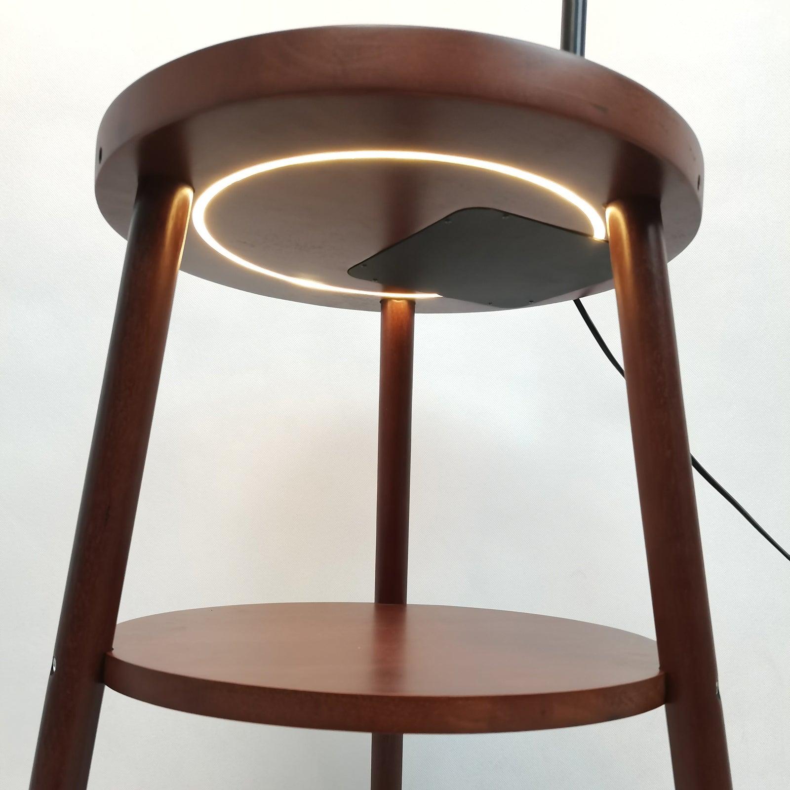 Naples Tripod Floor Lamp Shelf Storage Drawer Bed Side Table Light w/ USB Charger - Harrogates