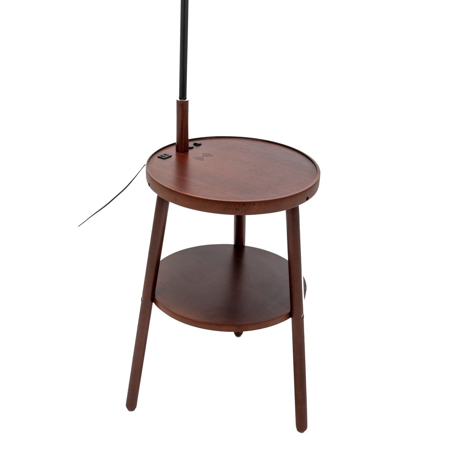 Naples Tripod Floor Lamp Shelf Storage Drawer Bed Side Table Light w/ USB Charger - Harrogates
