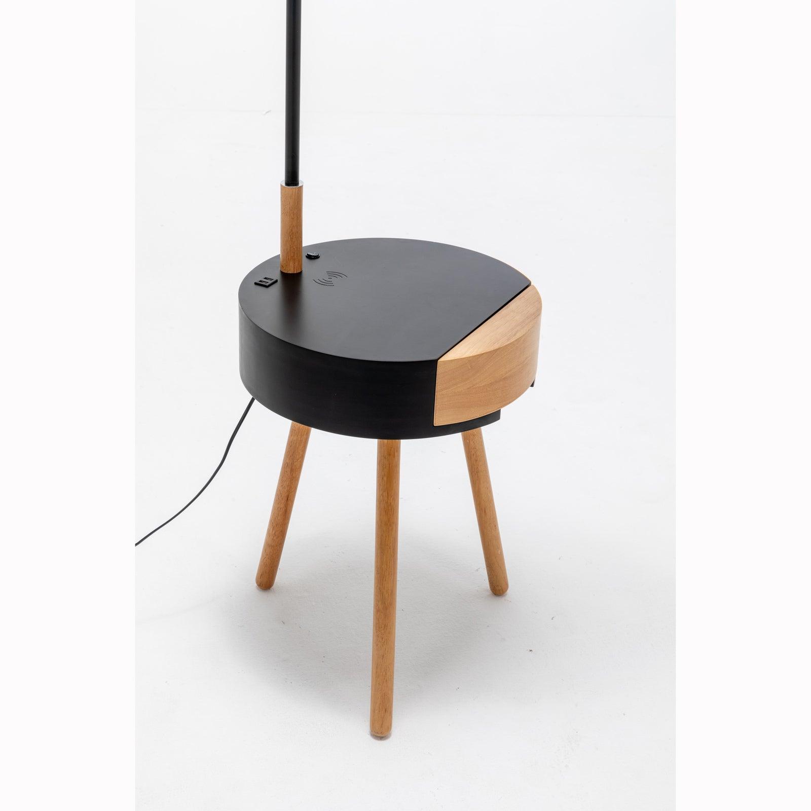 Florence Tripod Lamp Shelf Storage Drawer Bed Side Table Light w/ USB Charger - Harrogates