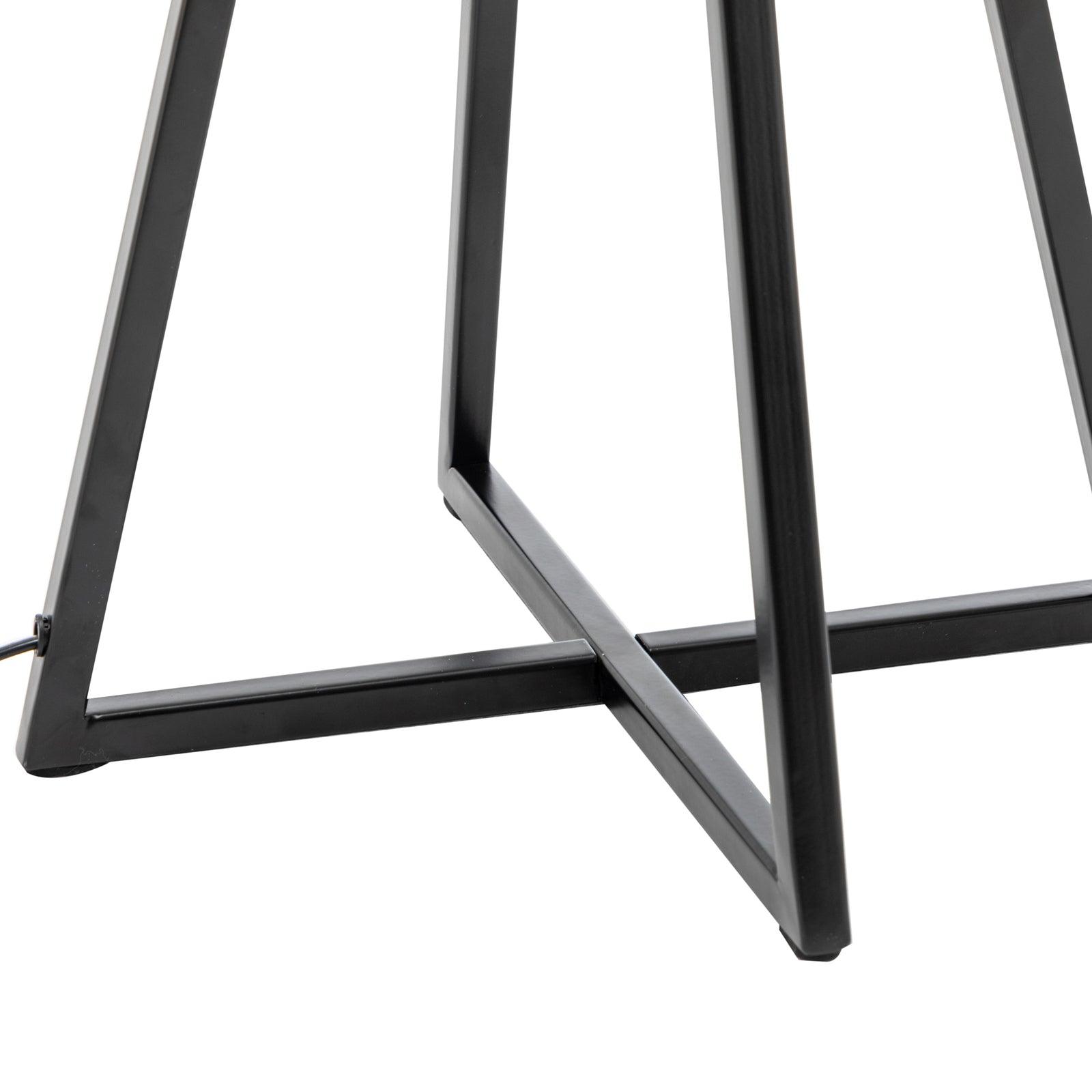 Modern Scandi Metal Dimmable Table Desk Lamp Light w/ Linen Shade - Matte Black - Harrogates