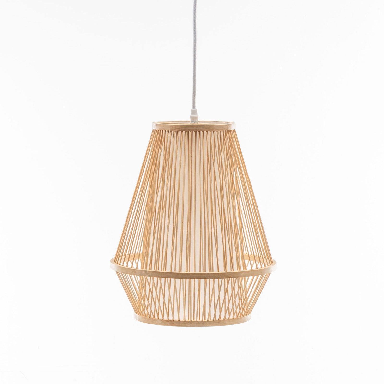 Natural Woven Bamboo Empire Pendant Lamp Hanging Light Bell Shade Boho Tropical - Harrogates