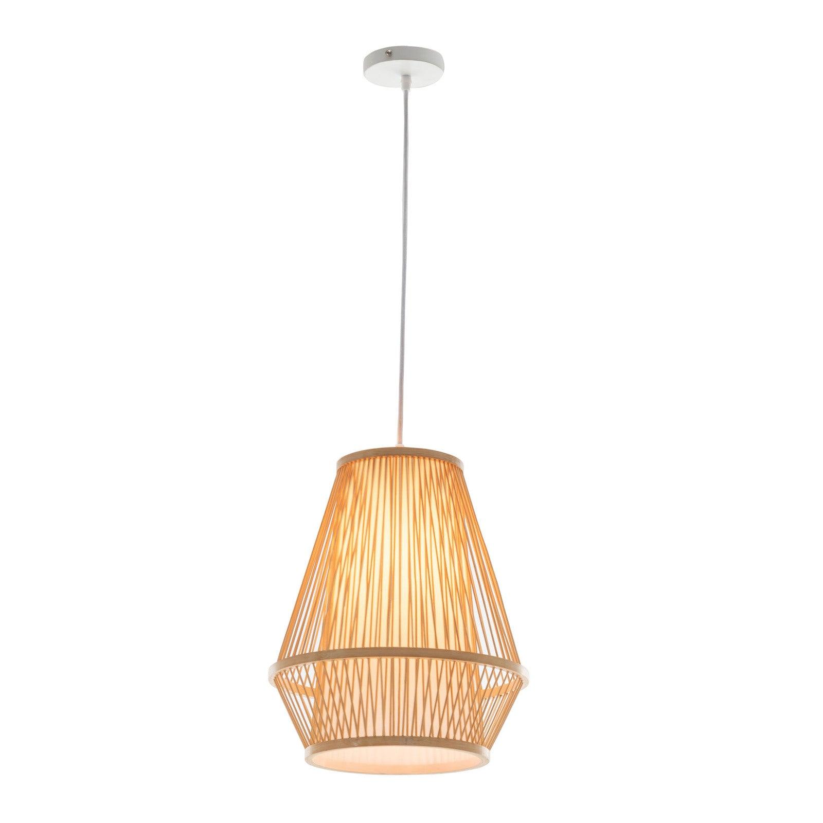 Natural Woven Bamboo Empire Pendant Lamp Hanging Light Bell Shade Boho Tropical - Harrogates