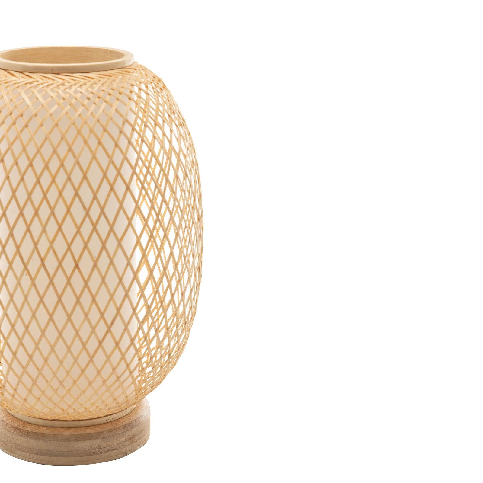 Natural Woven Bamboo Oval Table Lamp Light Shade Boho Tropical Coastal - Harrogates