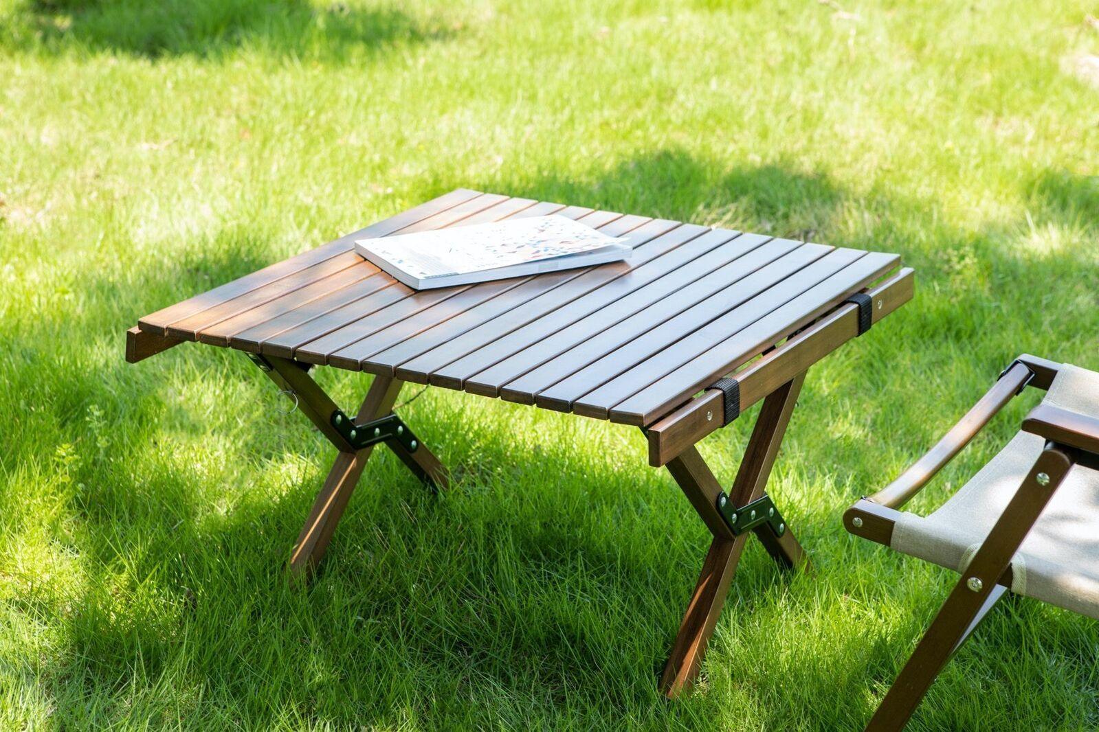 62cm Foldable Bamboo Outdoor Camping Table Waterproof Wood Wooden Travel - Small - Harrogates