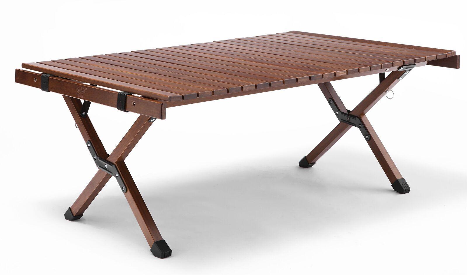 93cm Foldable Bamboo Outdoor Camping Table Waterproof Wood Wooden Travel - Large - Harrogates